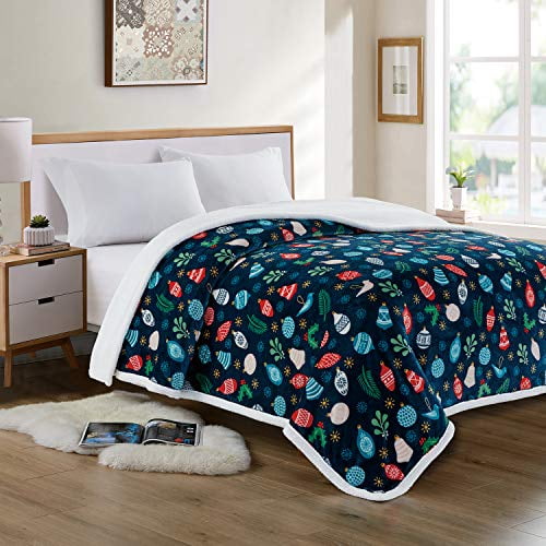 softan Christmas Holiday Printed Sherpa Throw Blanket Super Soft Non Shedding Reversible Ultra Luxurious Plush Fleece Blanket Xmas A, 60 X 80 Twin